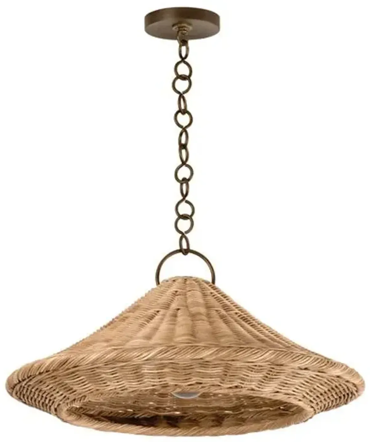 Elin Rattan Wicker Pendant - Natural/Bronze - Brown