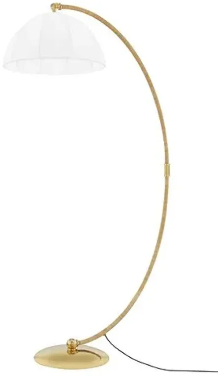 Tenley Arc Floor Lamp - Natural/Aged Brass