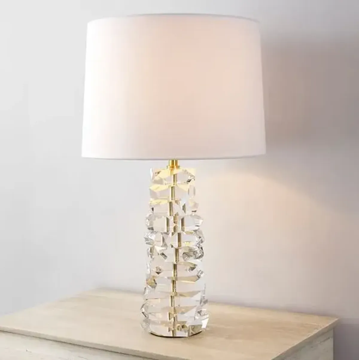 Aubrianna 28.5" Crystal Table Lamp - Clear/Aged Brass - Gold