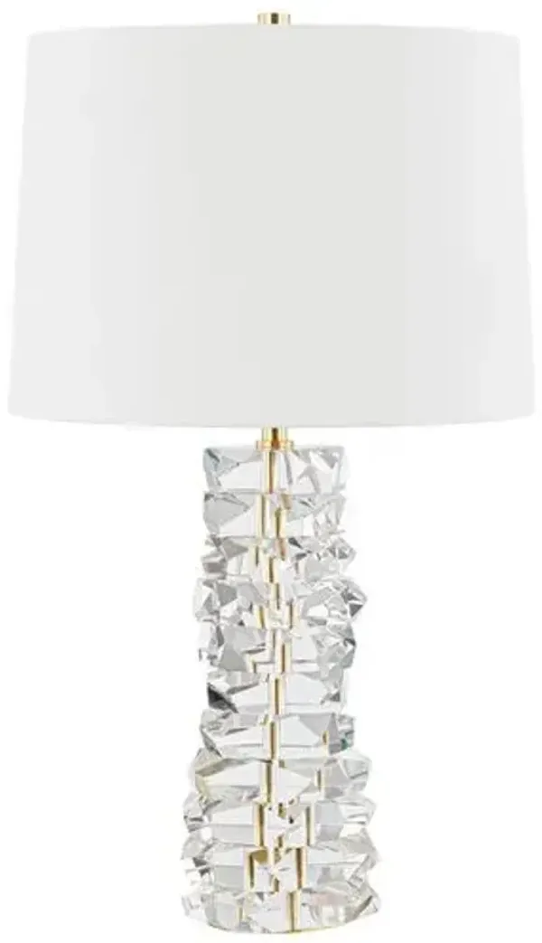 Aubrianna 28.5" Crystal Table Lamp - Clear/Aged Brass - Gold