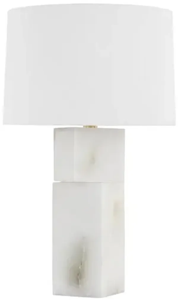 Genna Alabaster Table Lamp - White - Gold
