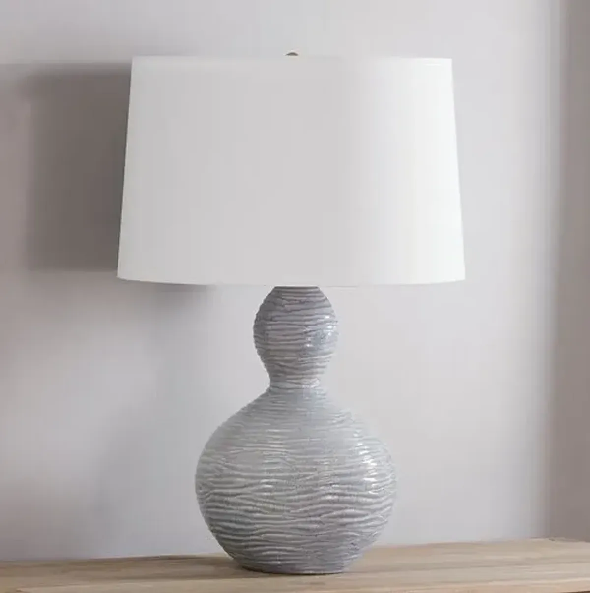 Vera Ceramic Table Lamp - Crackle Grey - Black