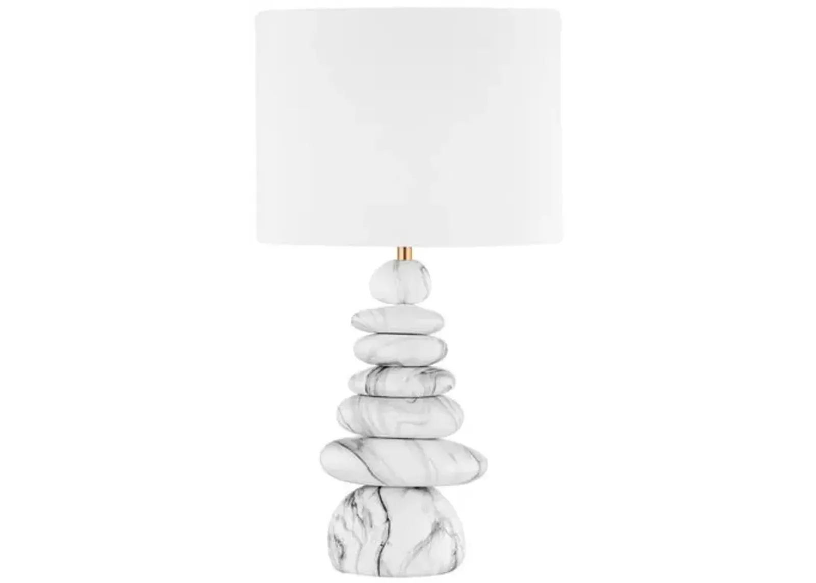 Aniya Ceramic Table Lamp - Marbled Gray