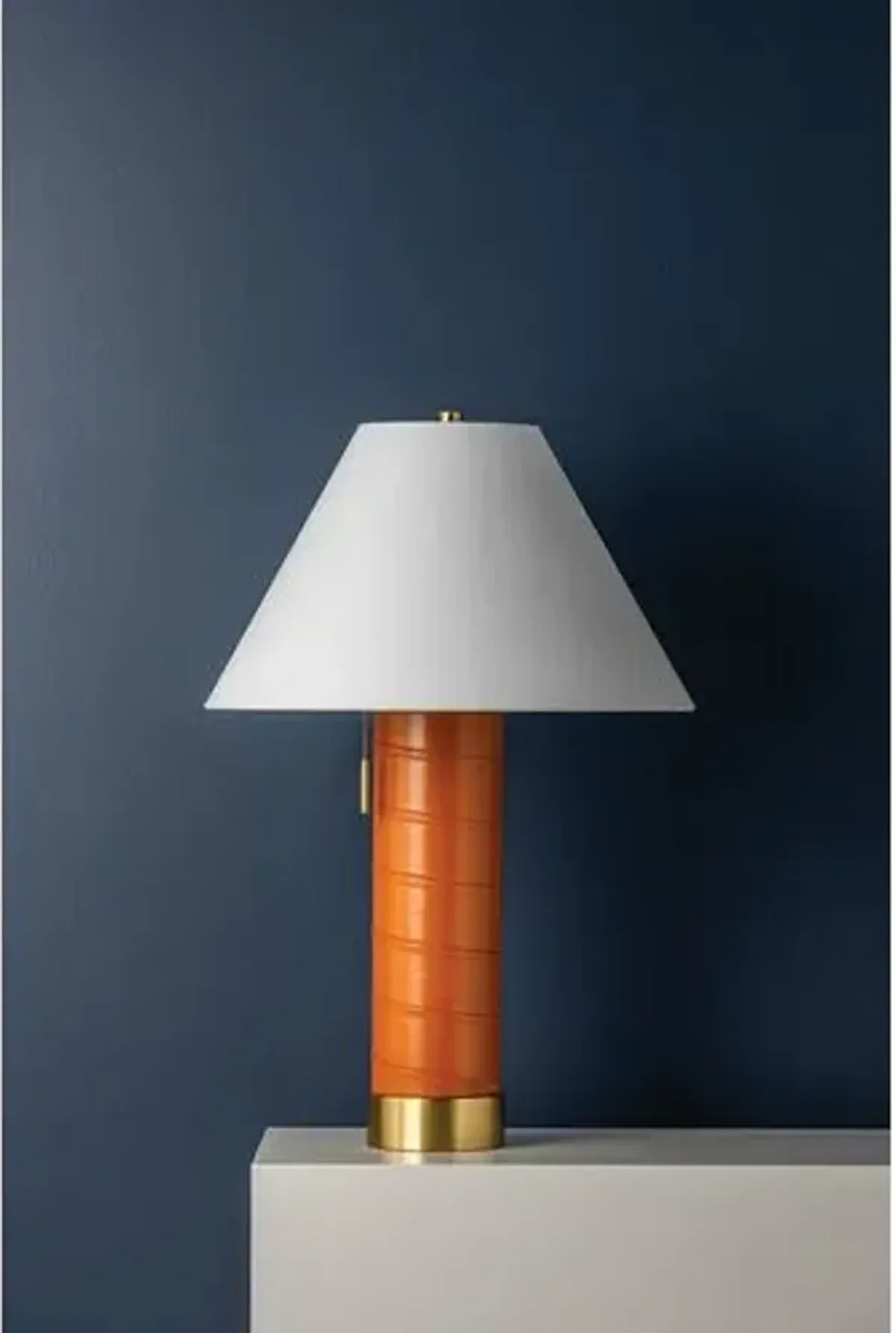 Kenji Leather Wrapped Table Lamp - Brown/Aged Brass - Gold