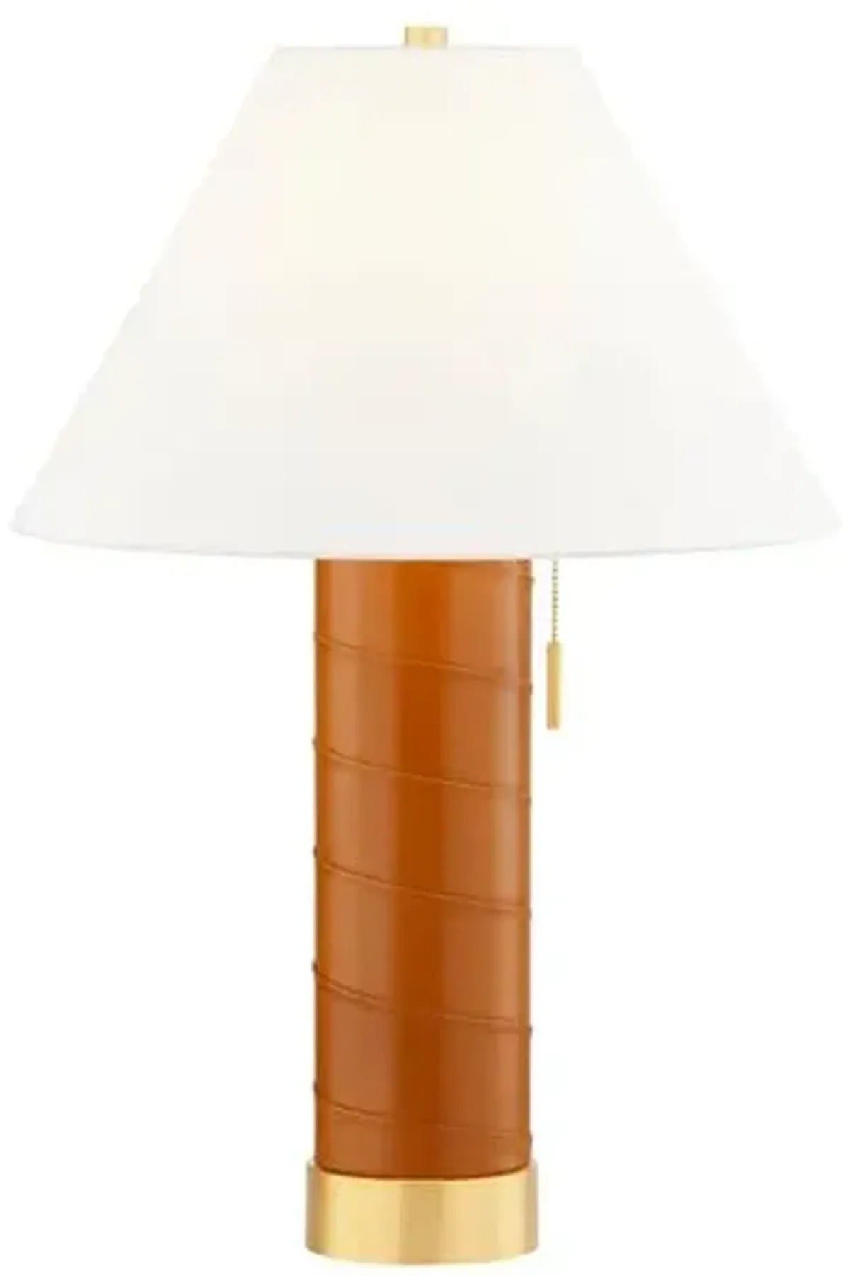 Kenji Leather Wrapped Table Lamp - Brown/Aged Brass - Gold