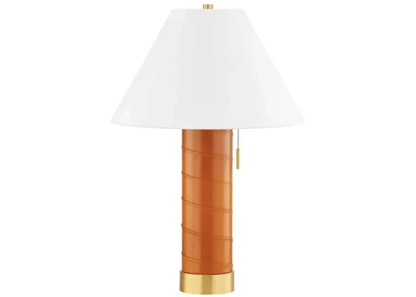 Kenji Leather Wrapped Table Lamp - Brown/Aged Brass - Gold