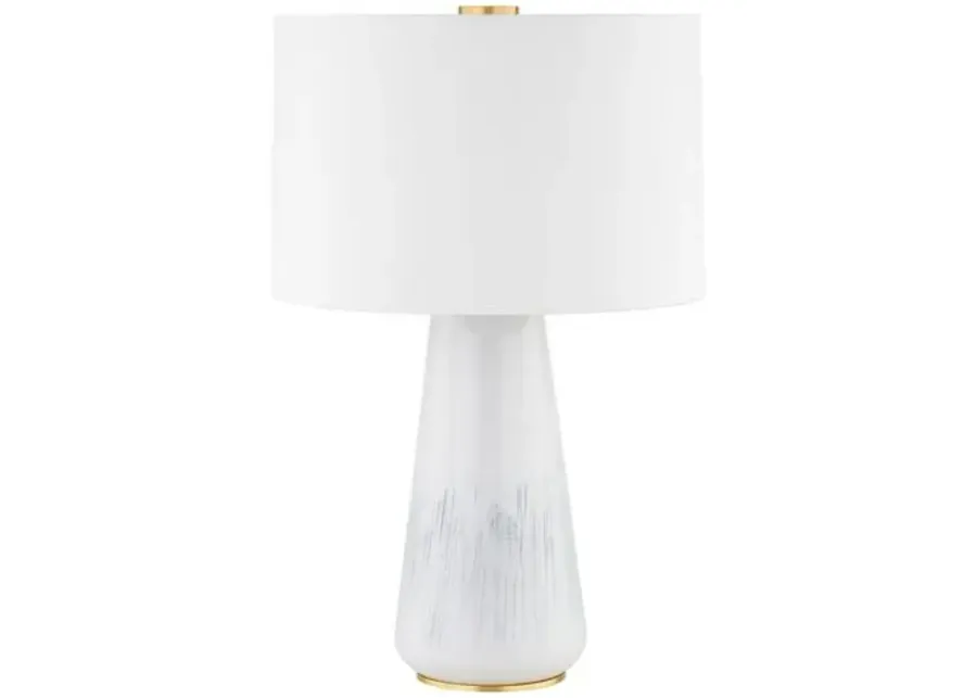 Jair 26" Table Lamp - Aged Brass/Gloss White Ash Ceramic