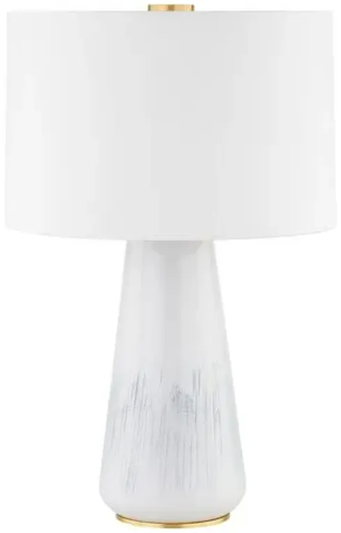 Jair 26" Table Lamp - Aged Brass/Gloss White Ash Ceramic