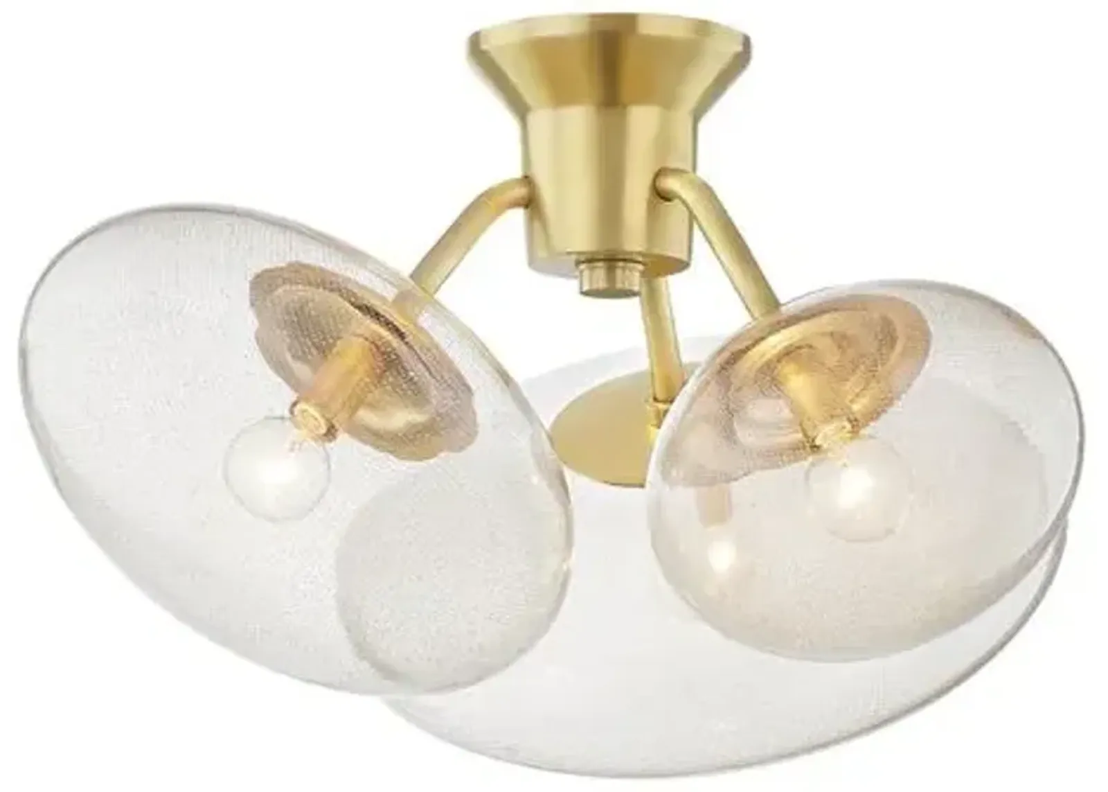 Opera 3-Light Glass Semi Flush Mount - Aged Brass - Gold