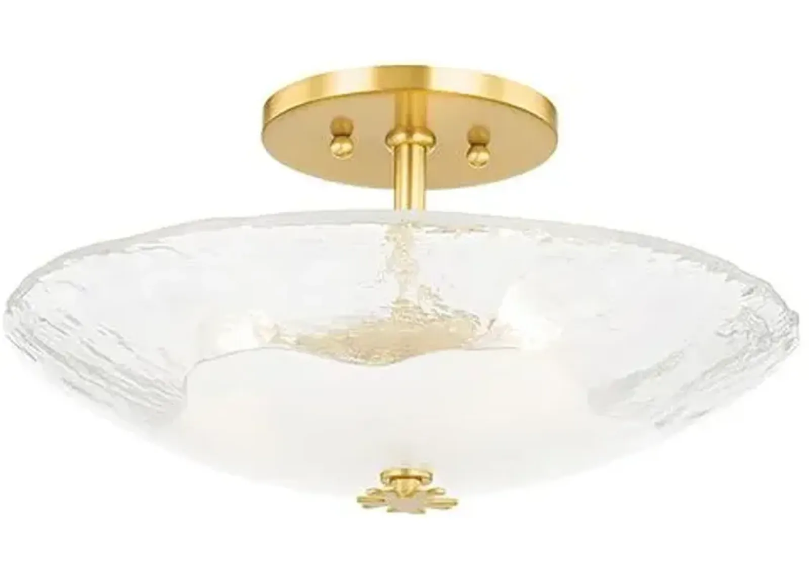 Lago Glass Semi Flush Mount - Aged Brass - Gold