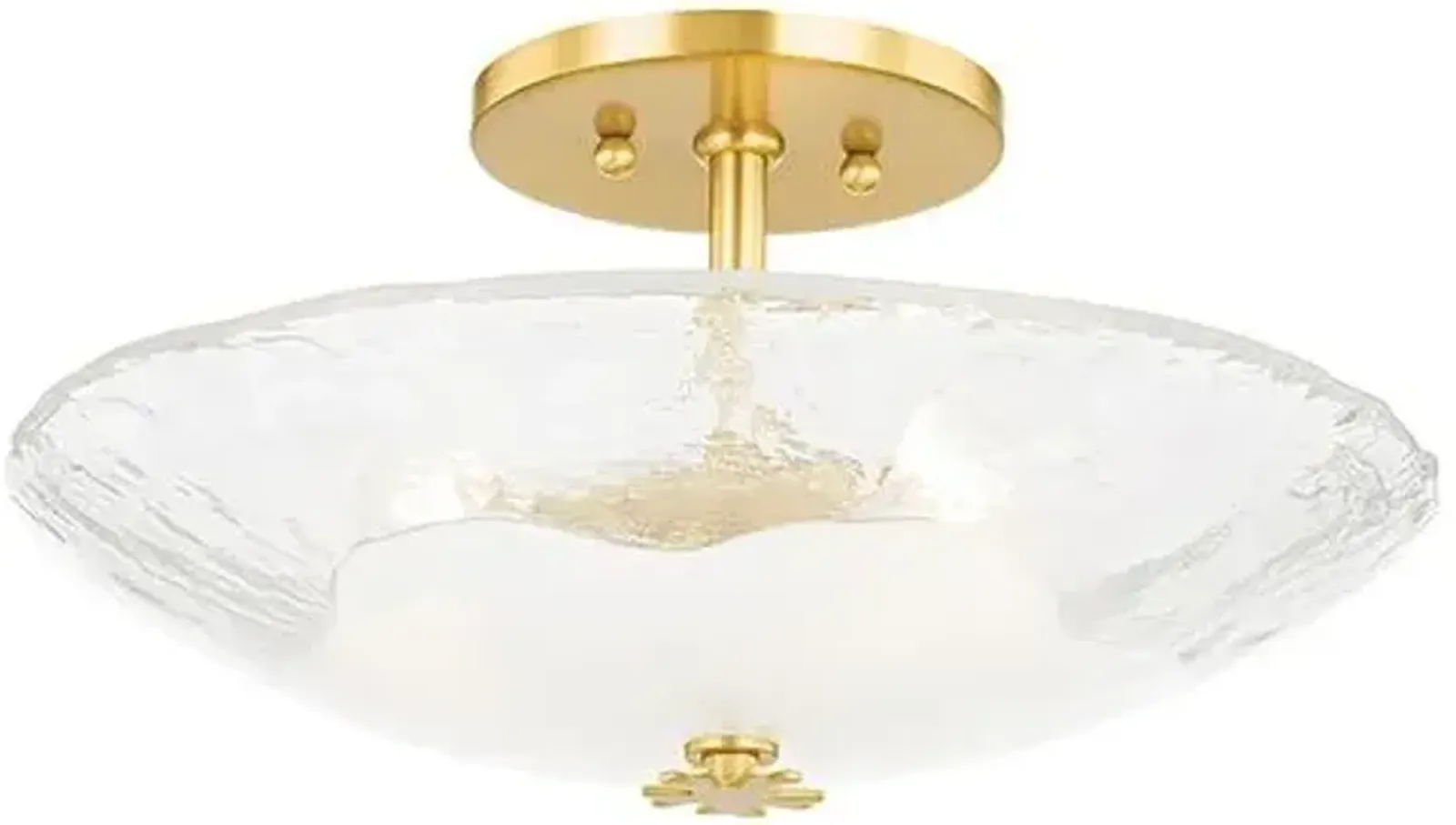 Lago Glass Semi Flush Mount - Aged Brass - Gold