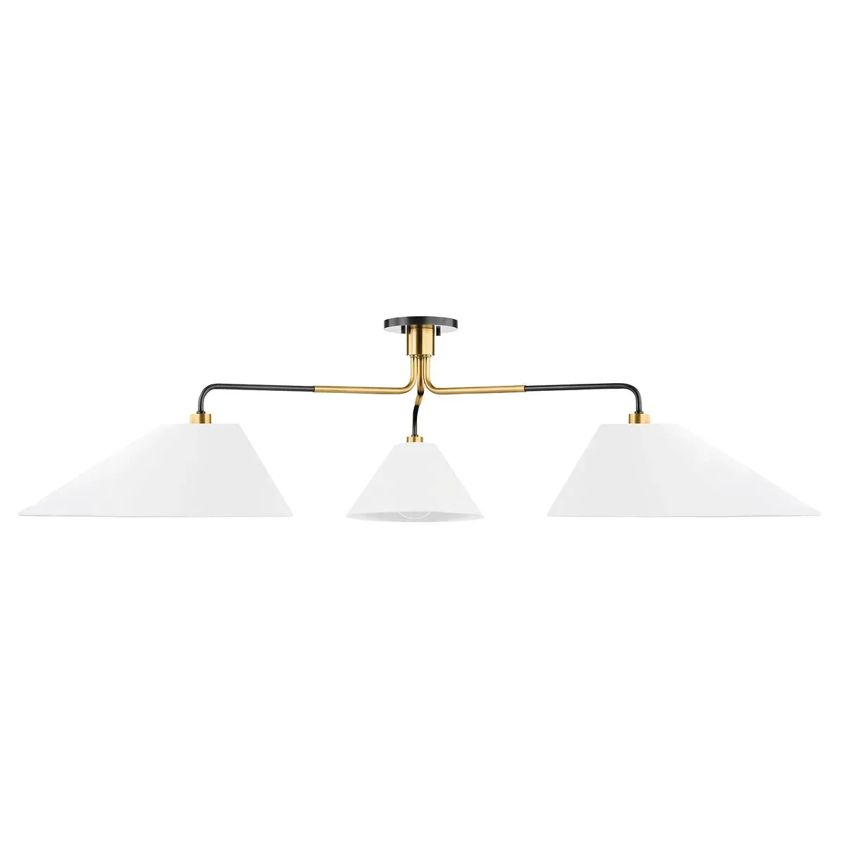 Duo 17.5" Semi Flush Mount - White/Aged Old Bronze - Brown