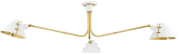 Split 13.25" Semi Flush, Aged Brass/Soft White