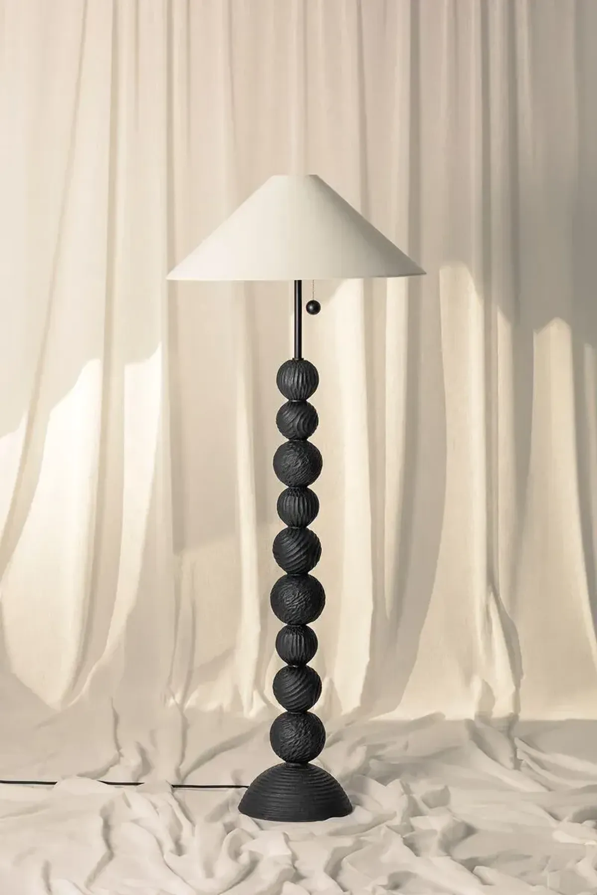 Miela Floor Lamp - Forged Iron/Ceramic Black Motif