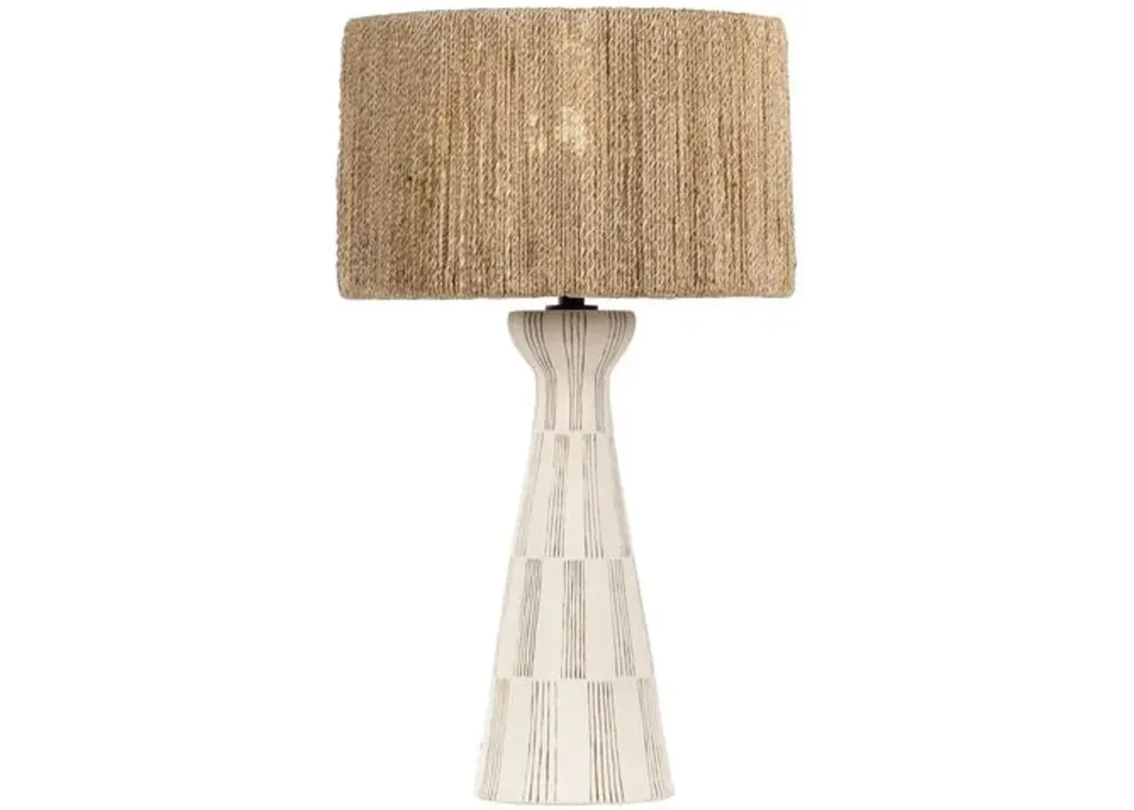 Palma Ceramic Table Lamp - Abaca/Graphic White