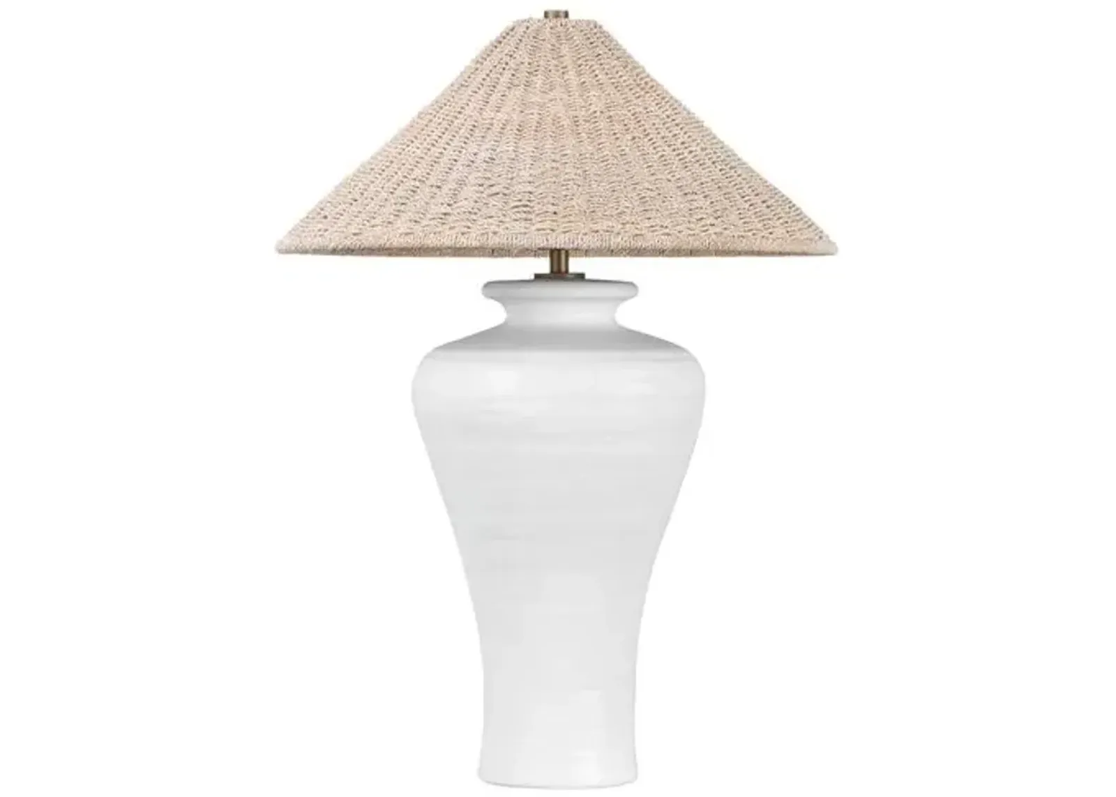 Pezante Table Lamp - Abaca/Ceramic Loft White