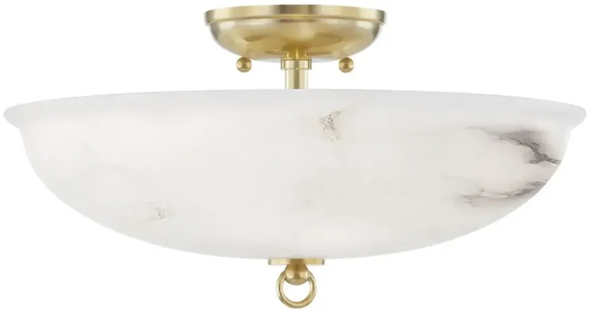 Somerset 8" Alabaster Semi Flush Mount - Gold