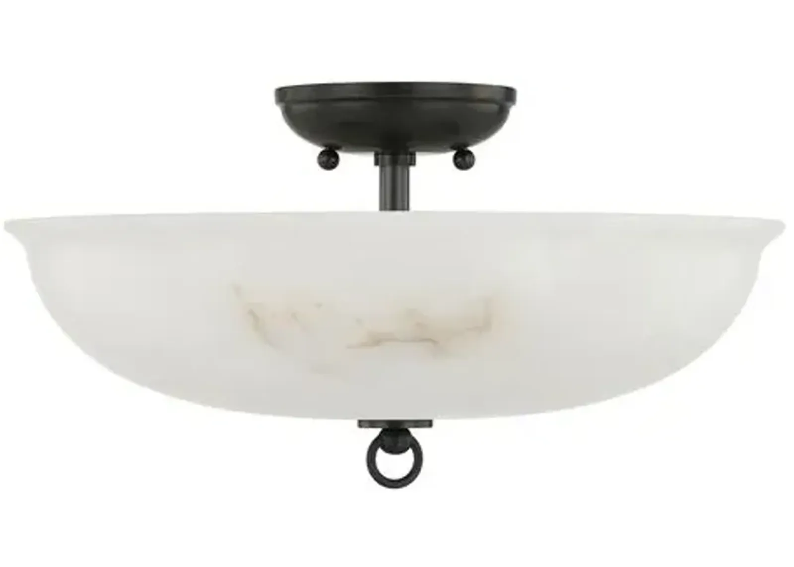 Somerset 8" Alabaster Semi Flush Mount - Brown