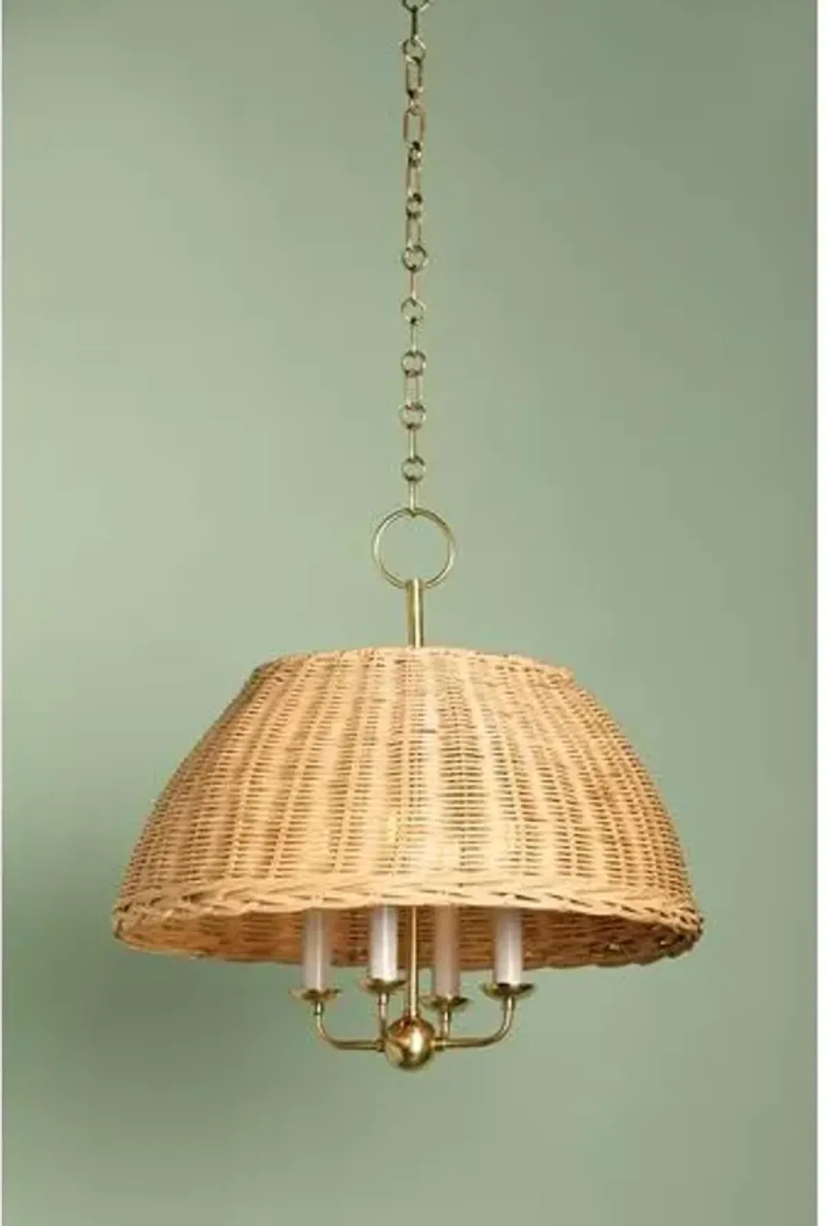 Gianna Rattan Chandelier - Natural/Aged Brass - Gold