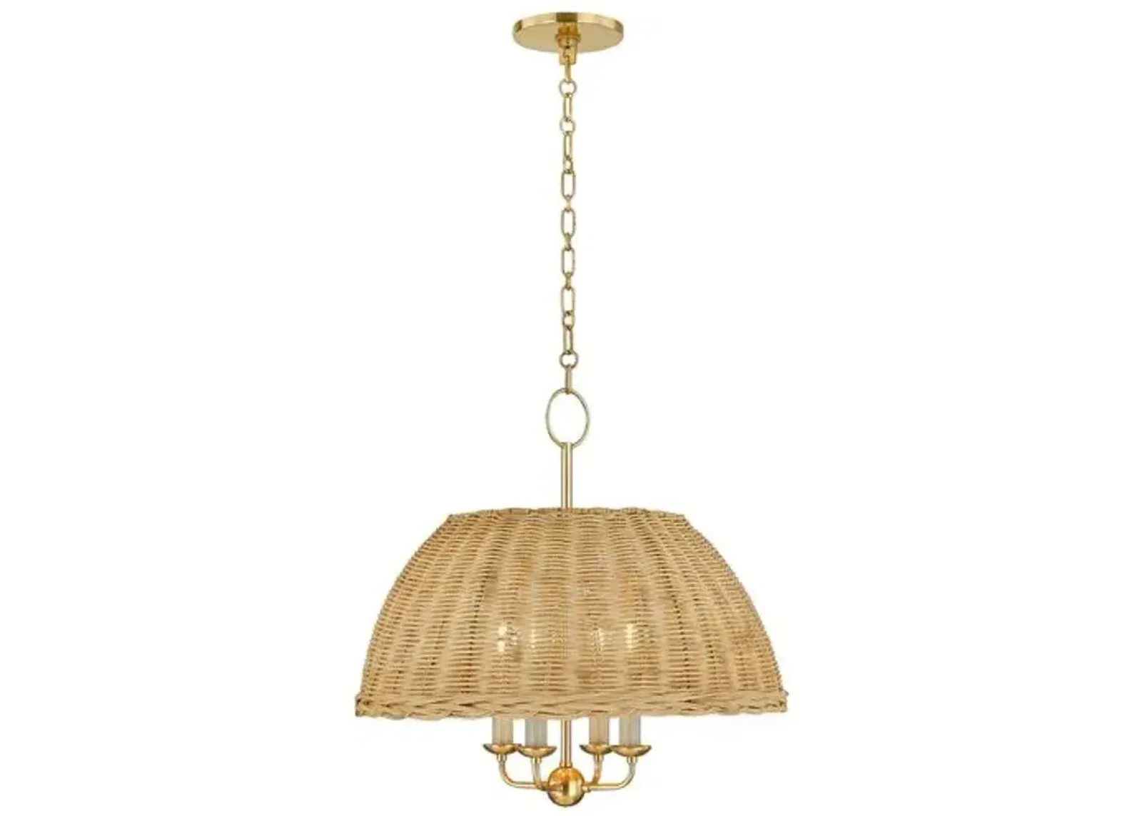 Gianna Rattan Chandelier - Natural/Aged Brass - Gold