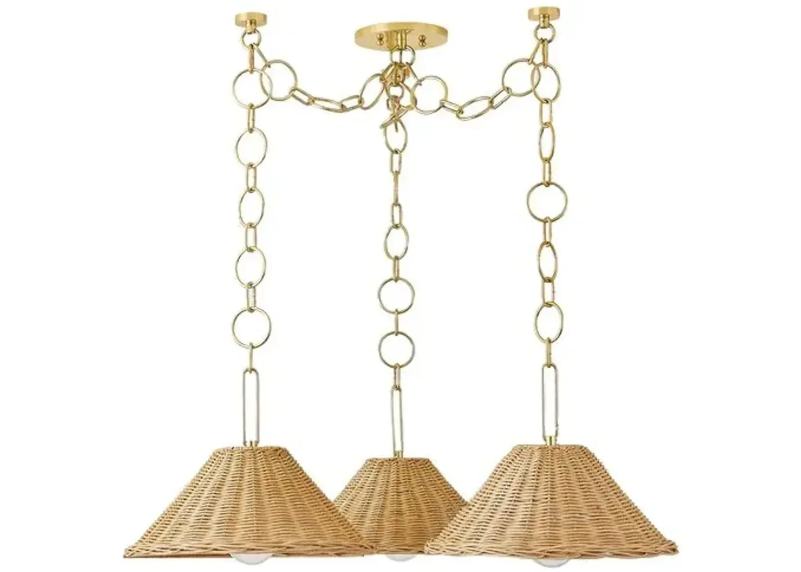 Emely 3-Light Wicker Chandelier - Natural/Aged Brass - Gold