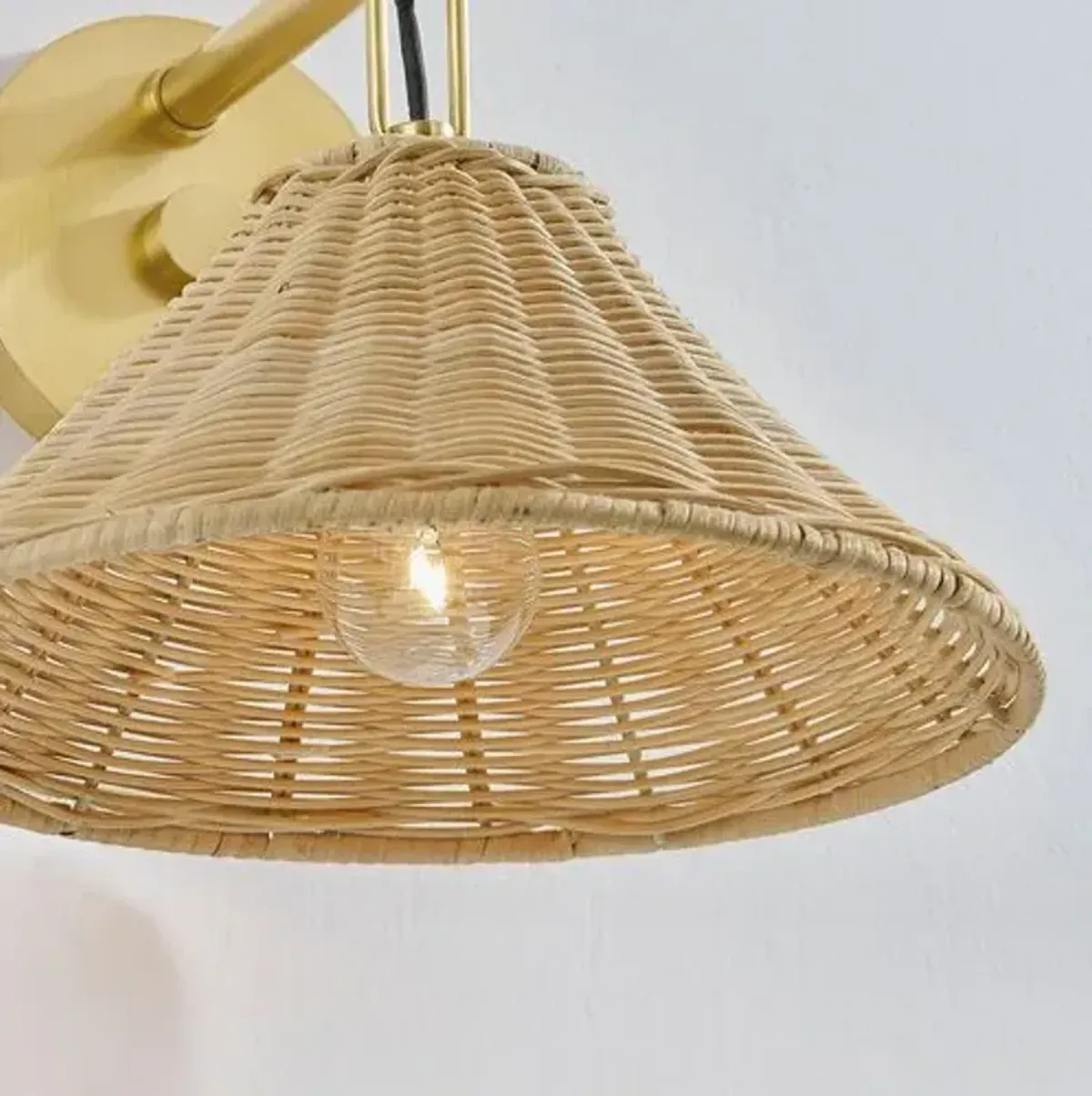 Emely 8.5" Wicker Wall Sconce - Natural/Aged Brass - Gold