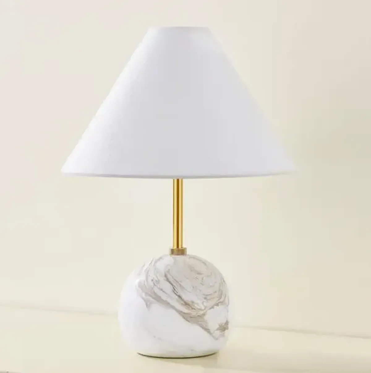 Rowan 16" Table Lamp - White Marble/Aged Brass - Gold