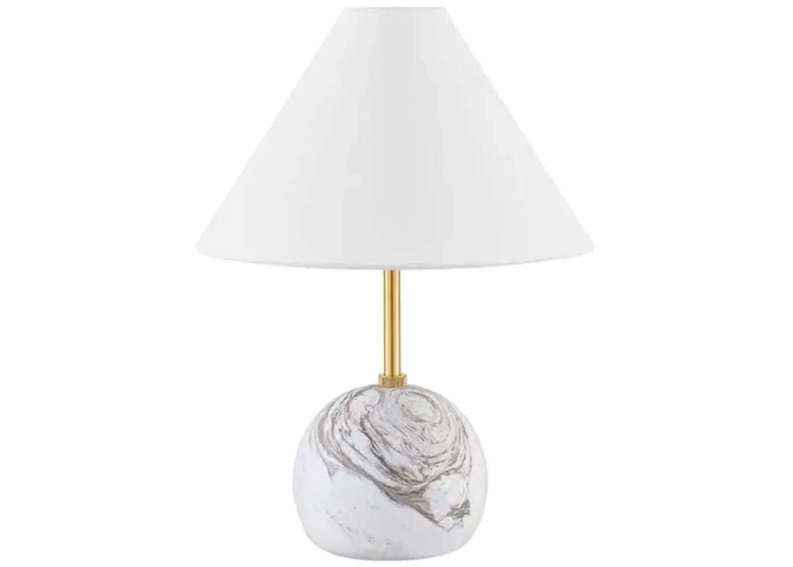 Rowan 16" Table Lamp - White Marble/Aged Brass - Gold