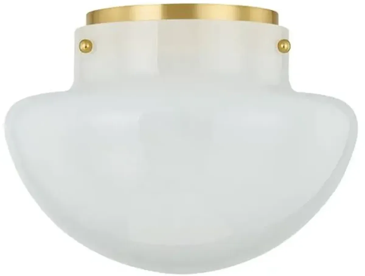 Saanvi Glass Flush Mount - White/Aged Brass - Gold