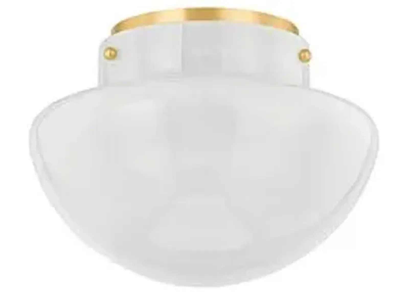 Saanvi Glass Flush Mount - White/Aged Brass - Gold