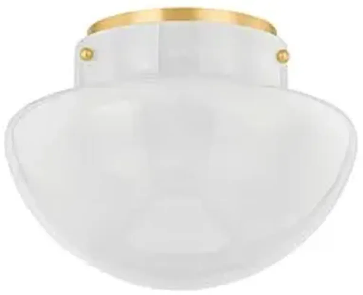 Saanvi Glass Flush Mount - White/Aged Brass - Gold