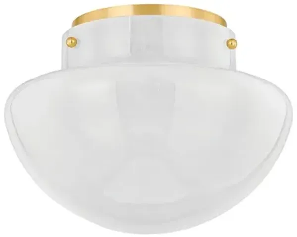 Saanvi Glass Flush Mount - White/Aged Brass - Gold