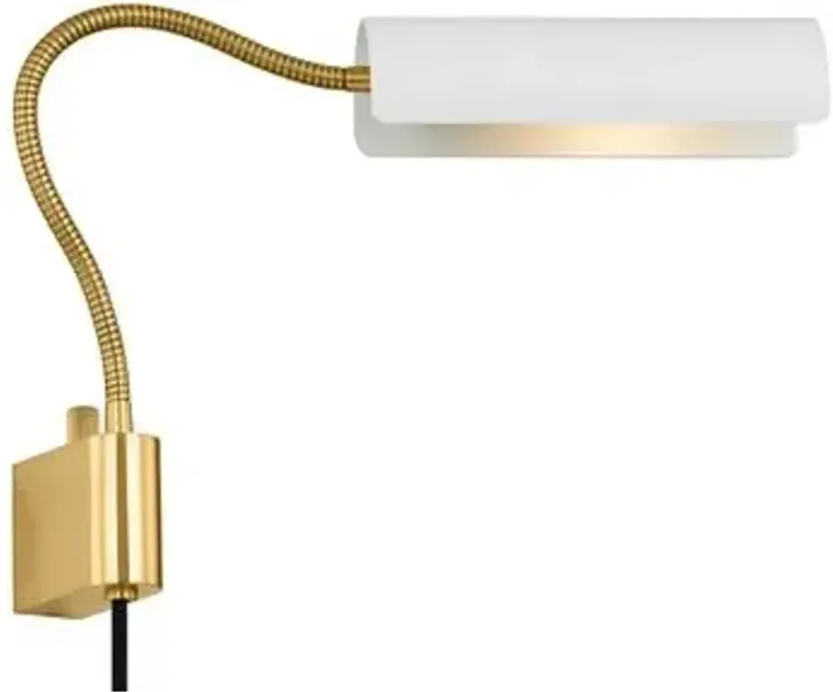 Elsie 10.25" Plug-in Adjustable Wall Sconce - Aged Brass/Soft White