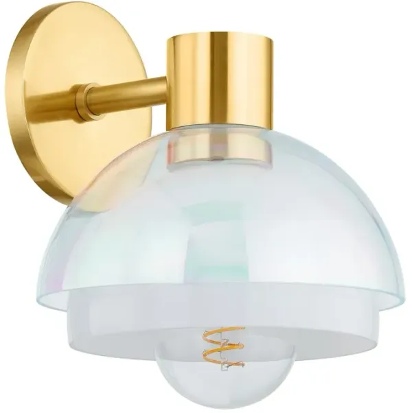 Baylor 9.25" Glass Wall Sconce - Opal/Iridescent - Gold