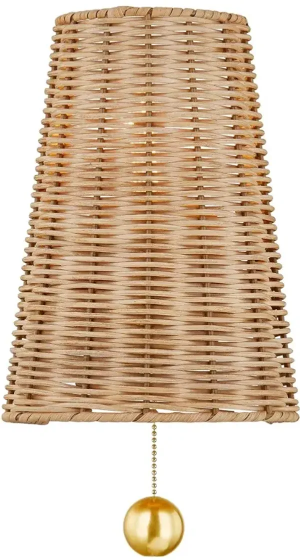 Bodie 14" Wicker Wall Sconce - Aged Brass/Natural - Gold