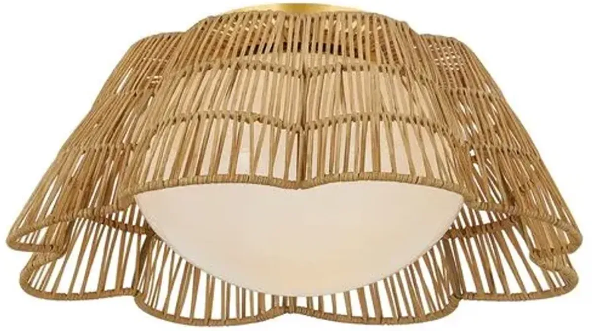 Flynn 8" Rattan Flush Mount - Natural - Gold