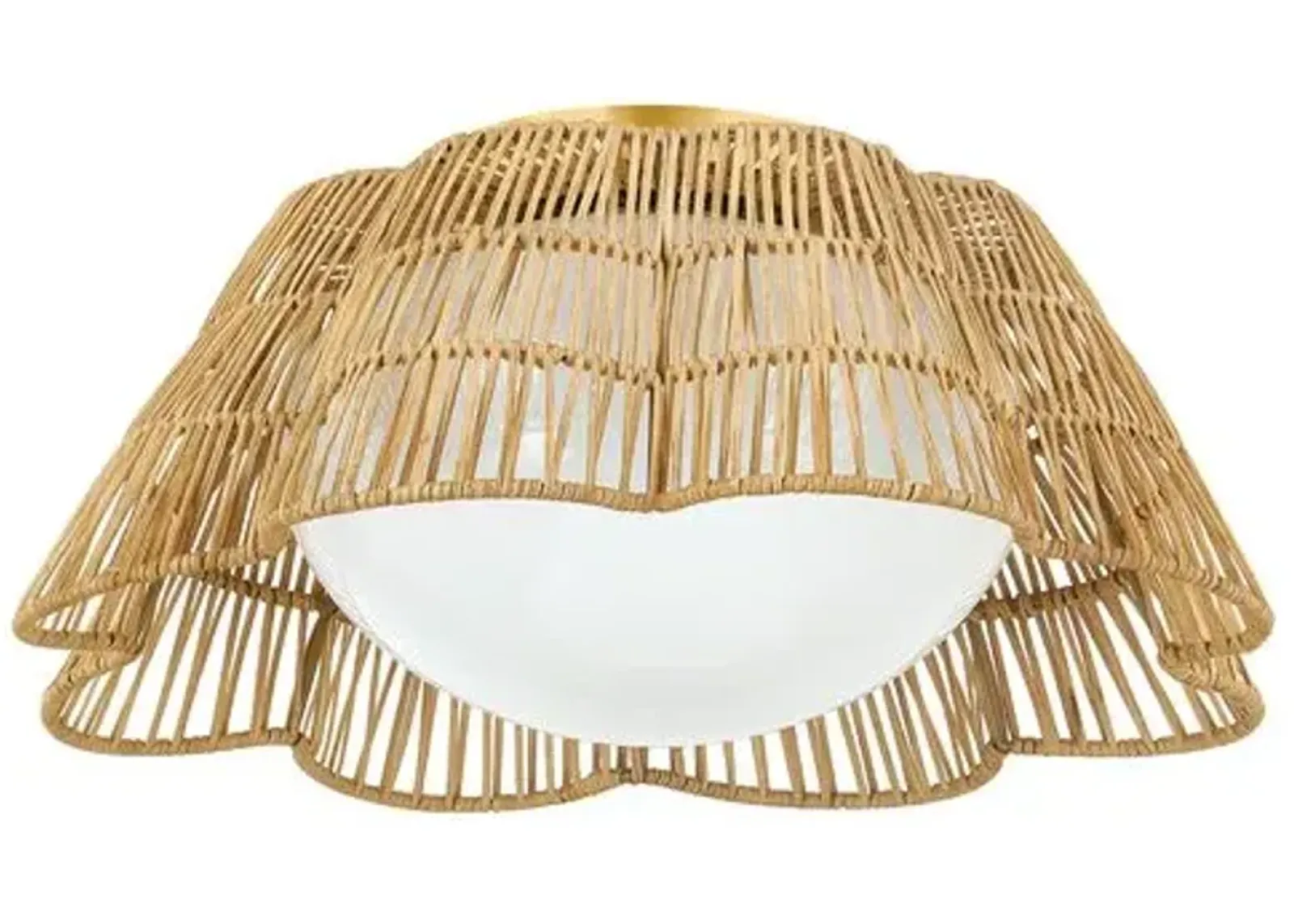 Flynn 8" Rattan Flush Mount - Natural - Gold