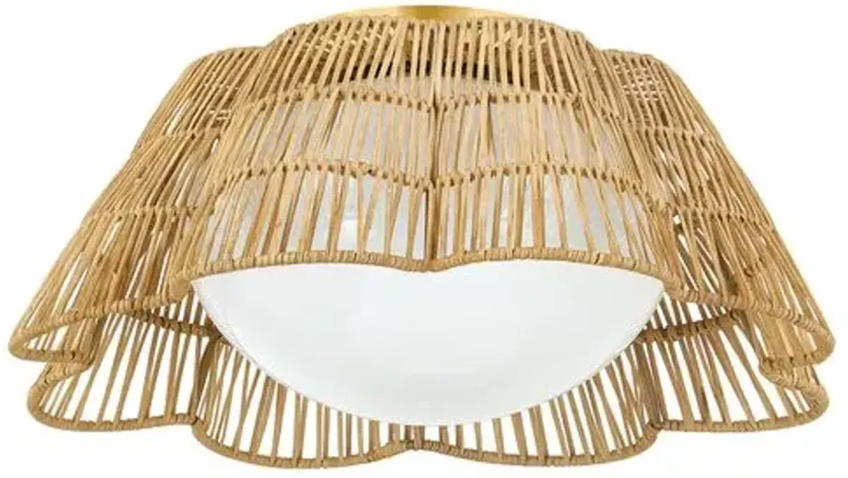 Flynn 8" Rattan Flush Mount - Natural - Gold