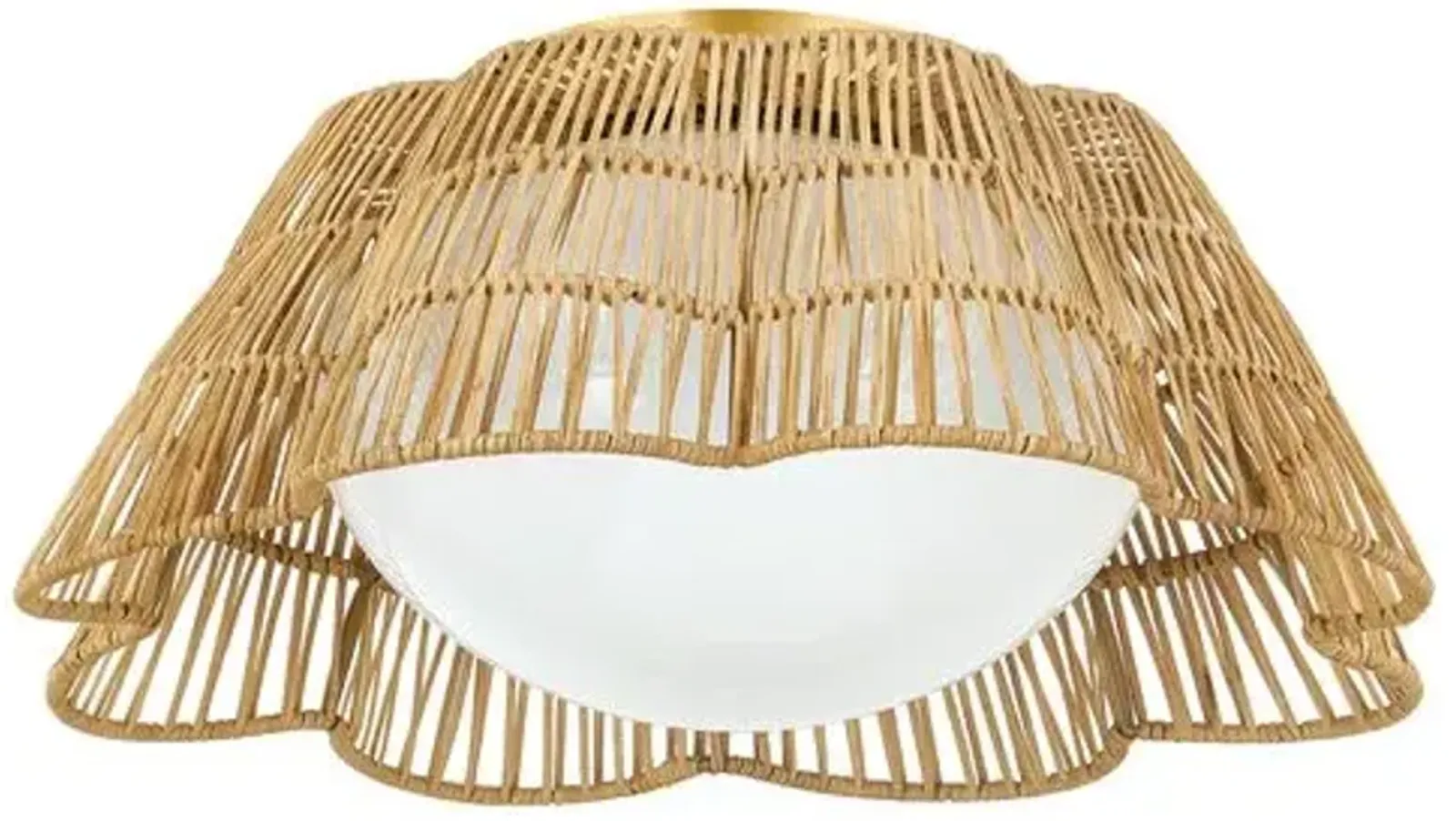 Flynn 8" Rattan Scallop Flush Mount - Natural - Gold