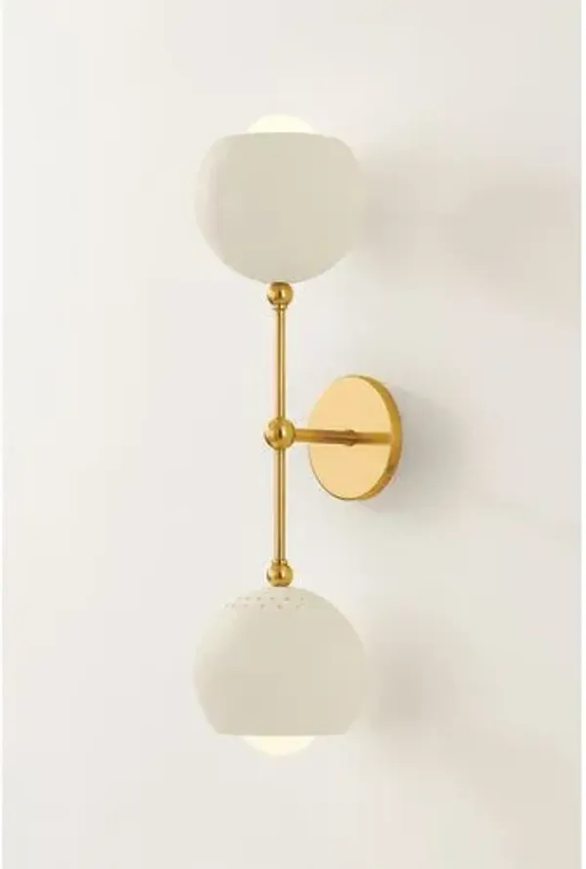 Wesson 2-Light Wall Sconce - Aged Brass/Soft Cream - Ivory