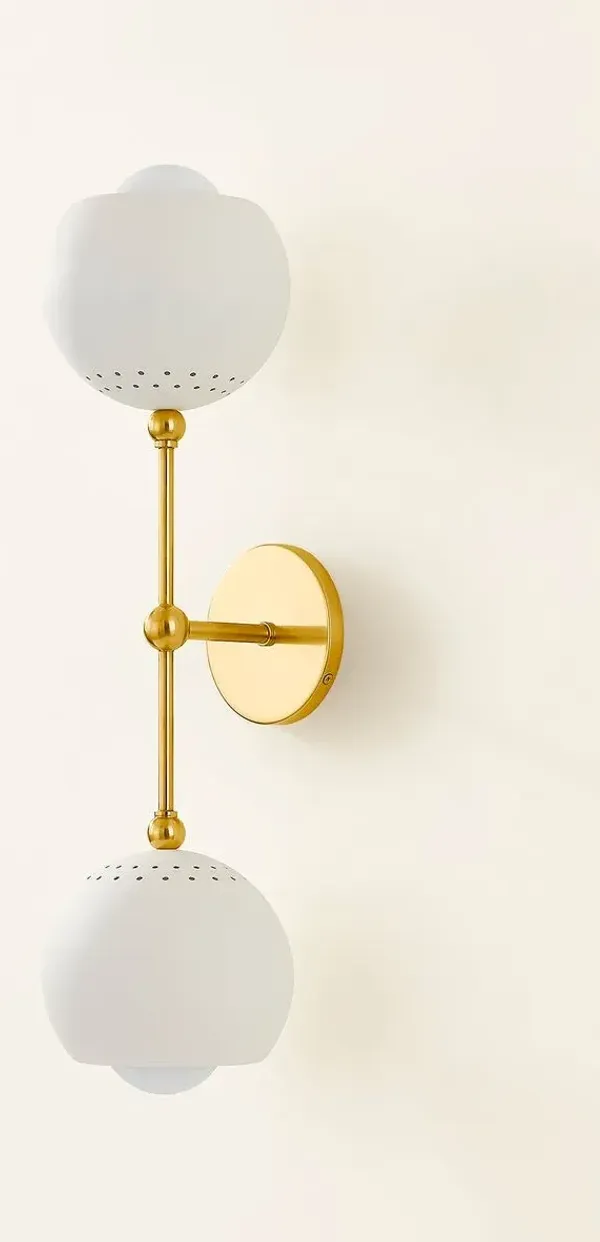 Wesson 2-Light Wall Sconce - Aged Brass/Soft Cream - Ivory