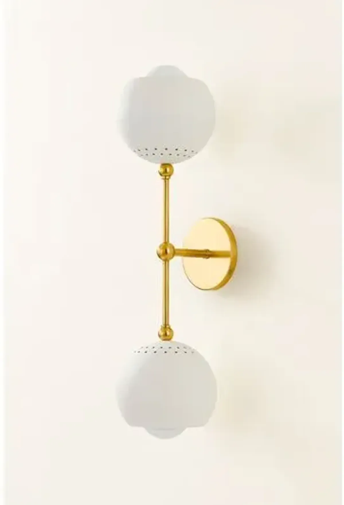 Wesson 2-Light Wall Sconce - Aged Brass/Soft Cream - Ivory