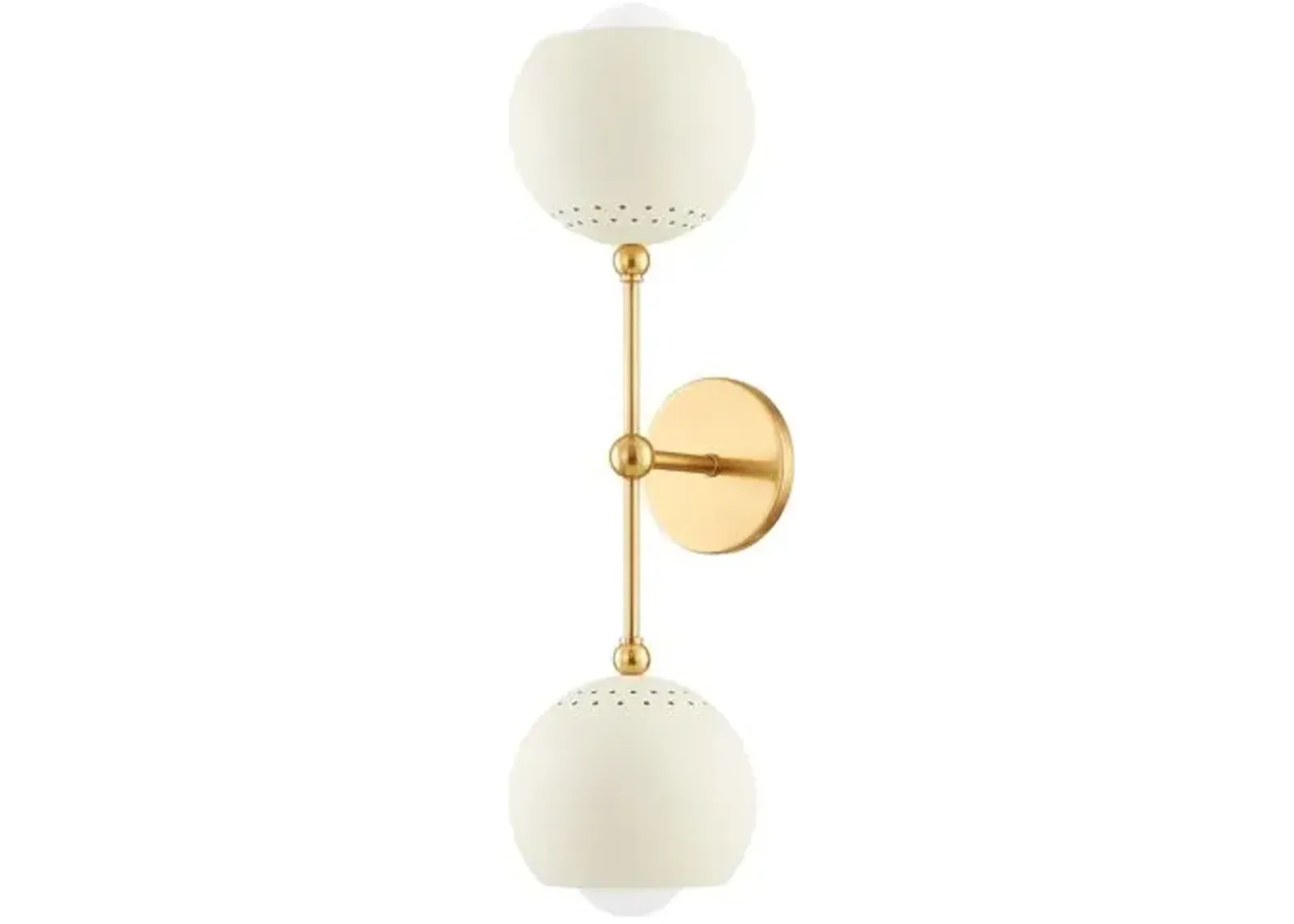 Wesson 2-Light Wall Sconce - Aged Brass/Soft Cream - Ivory