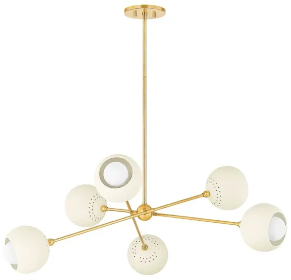 Wesson Globe Chandelier - Aged Brass/Soft Cream - Ivory