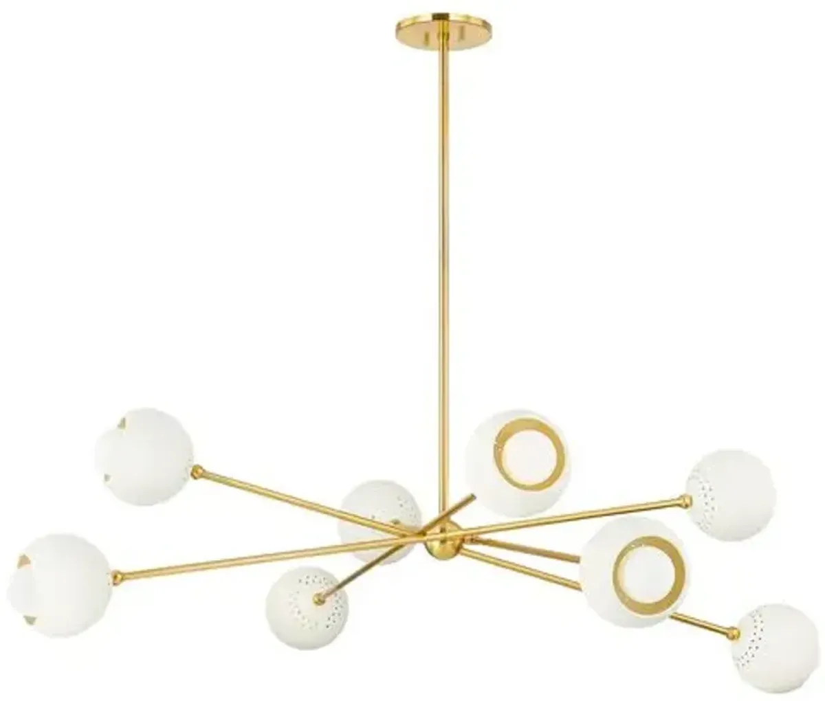 Wesson Globe Chandelier - Aged Brass/Soft Cream - Ivory