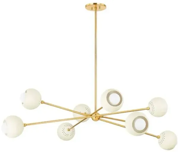 Wesson Globe Chandelier - Aged Brass/Soft Cream - Ivory