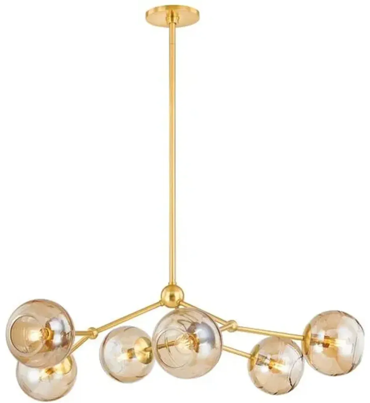 Kylen Glass Globe Chandelier - Champagne/Aged Brass - Gold