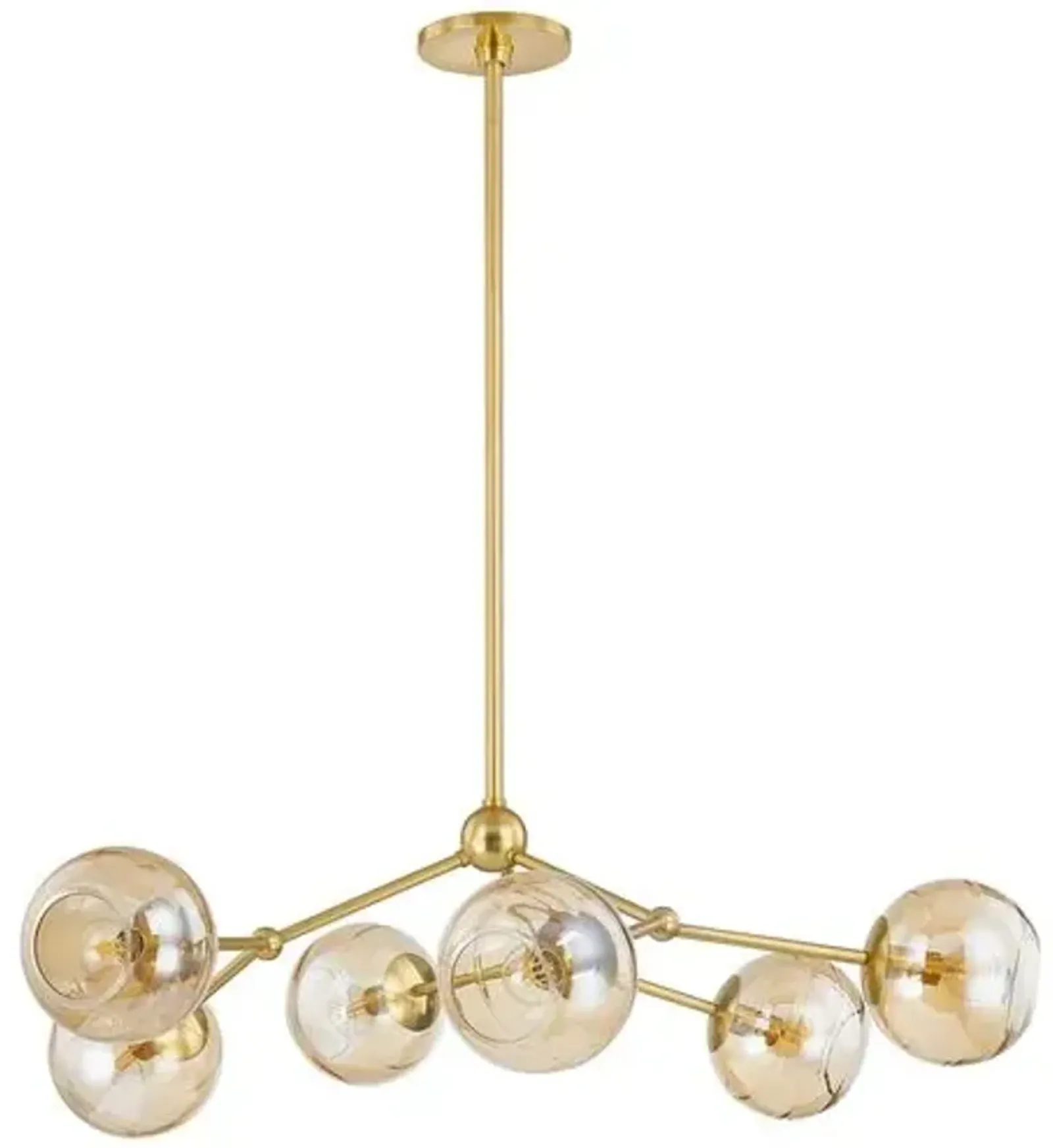 Kylen Glass Globe Chandelier - Champagne/Aged Brass - Gold