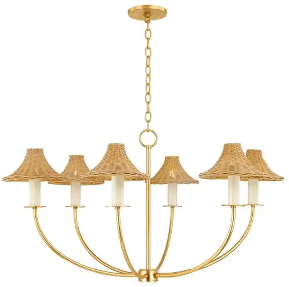 Bodie Rattan Chandelier - Natural/Vintage Gold Leaf