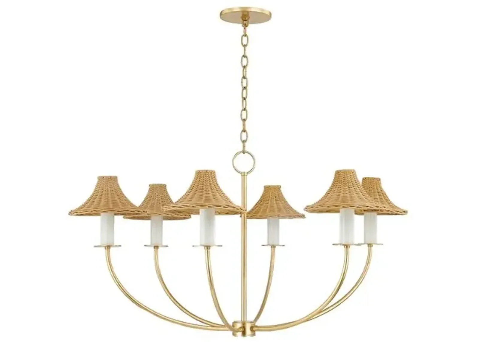 Bodie Rattan Chandelier - Natural/Vintage Gold Leaf